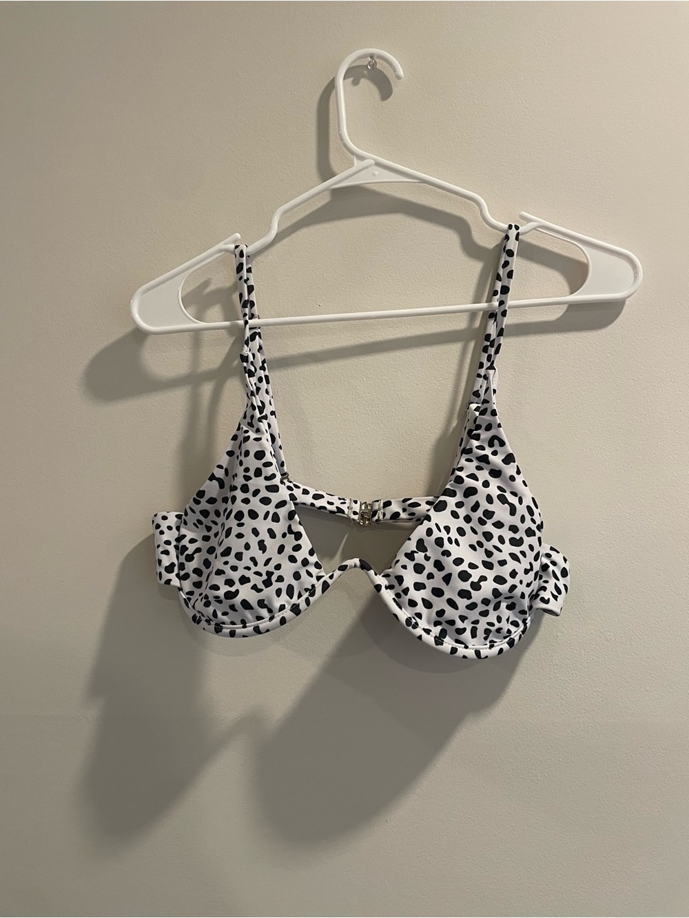 SHEIN White & Black Dalmatian Print Underwire Bikini Top
